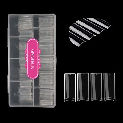 SITELENABY No C Curve XL Nail Tips 500PCS ,Tapered Square Flattened Half Cover False Nails for Nail Salons and DIY French ABS Nail Tips(XL no c square 500pcs)