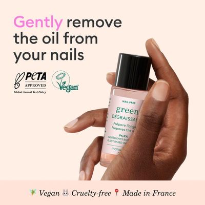Manucurist Nail Degreaser - Efficient and Bio-Sourced 94,5 - Extend the wear of Nail Polish Green - Compatible System Green - Nail Care - Nail Cleaner - 1 fl oz