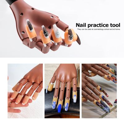 Yiesoum Practice Hand for Acrylic Nails, Flexible Never Fall Off Nail Trainning Adjustable Hands Kits, Fake Hands for Nail Practice, Nail Display Manicure, Movable Nail Maniquin Hand(100PCS Nail Tips)