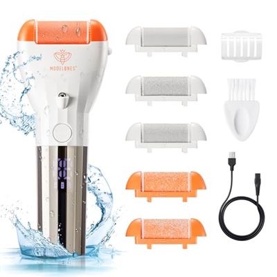 modelones Electric Foot Callus Remover, Rechargeable Portable Foot File, 6 Grinding Heads, Removes Dead, Hard Cracked Dry Skin