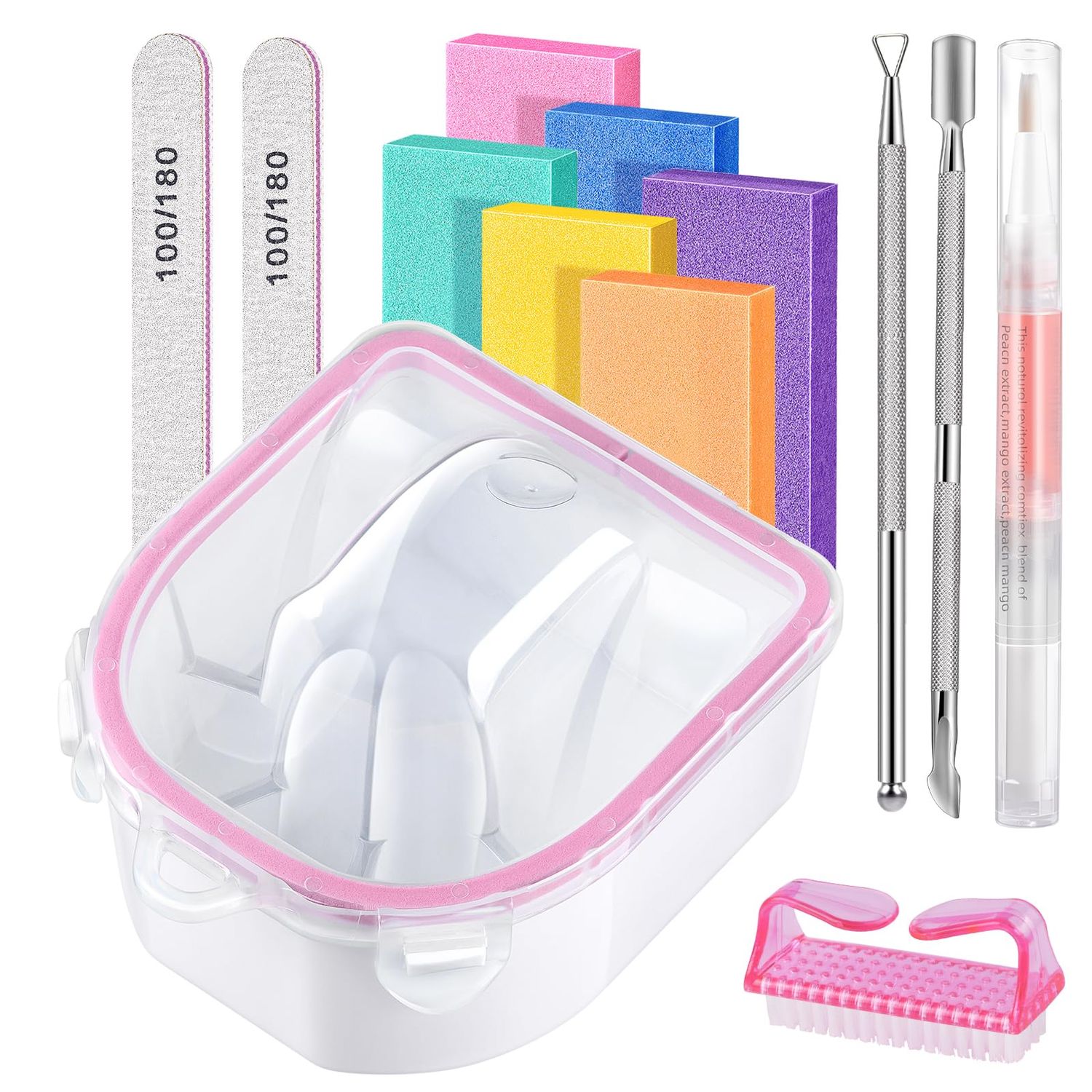 IKOCO Nail Soaking Bowl, Nail Soak off Dip Powder and Gel Polish Remover Kit with Manicure Bowl, Cuticle Remover Tools, and Cuticle Oil Pen