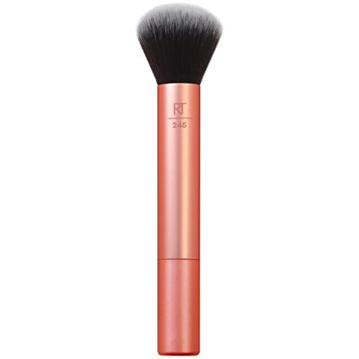 Real Techniques Everything Face Makeup Brush, Flawless Finish, Streak Free Makeup Application, For Foundation, &amp; Powder Makeup Application, Fluffy Face Brush, Cruelty Free, 1 Count Orange