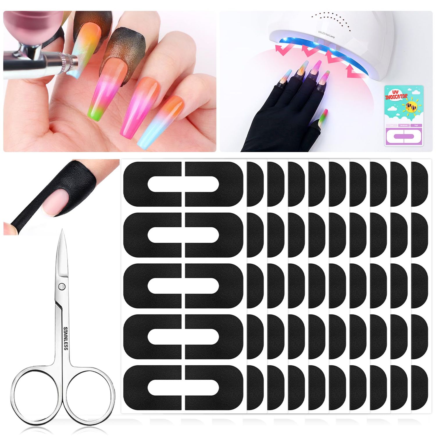 Saviland 100PCS Nail Polish Protector for Fingers: 99.99 U V Protection Cuticle Protector for Nail Painting U-Shaped Nail Protector Peel Off Nail Tape for French Tip Nails Stamp Nail Art