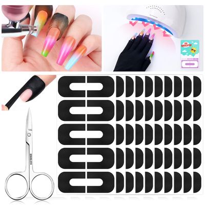 Saviland 100PCS Nail Polish Protector for Fingers: 99.99 U V Protection Cuticle Protector for Nail Painting U-Shaped Nail Protector Peel Off Nail Tape for French Tip Nails Stamp Nail Art