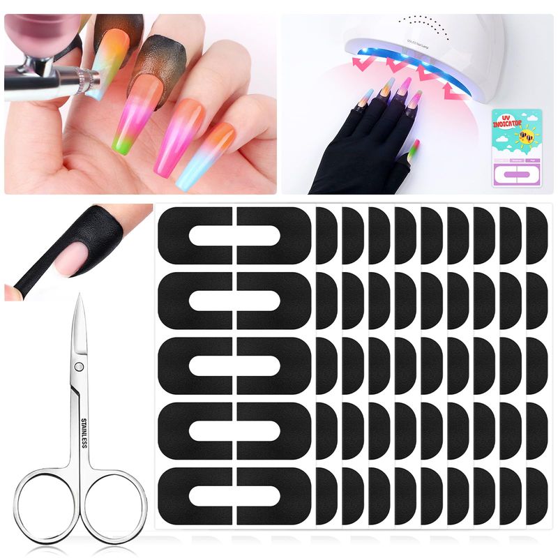 Saviland 100PCS Nail Polish Protector for Fingers: 99.99 U V Protection Cuticle Protector for Nail Painting U-Shaped Nail Protector Peel Off Nail Tape for French Tip Nails Stamp Nail Art