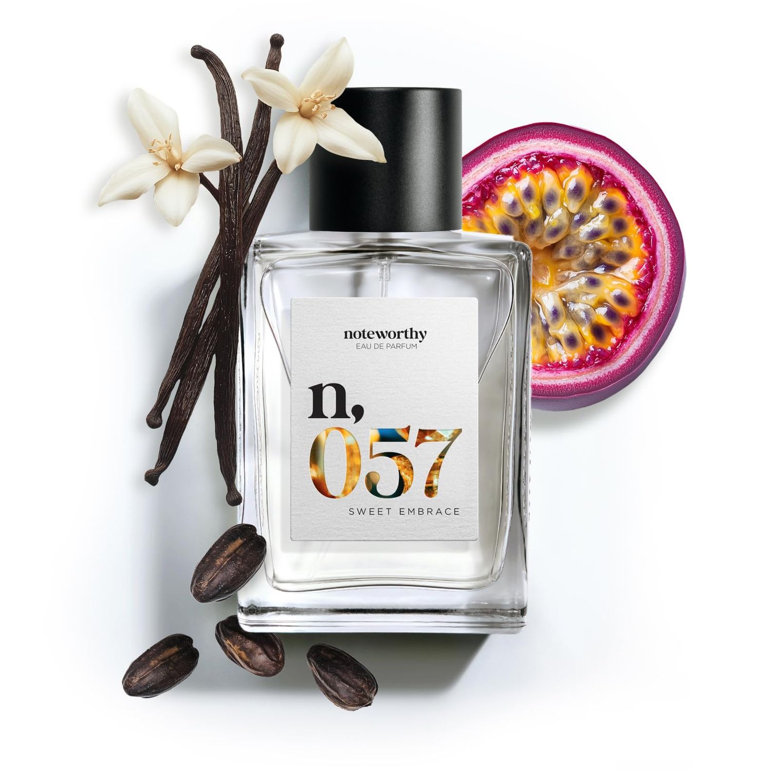 Noteworthy n,057 Sweet Embrace Eau De Parfum - Vanilla, Passionfruit, Tonka Bean | Sophisticated, Warm Fragrance for Any Occasion | Long-lasting Unisex Perfume for Women &amp; Men (100ml)