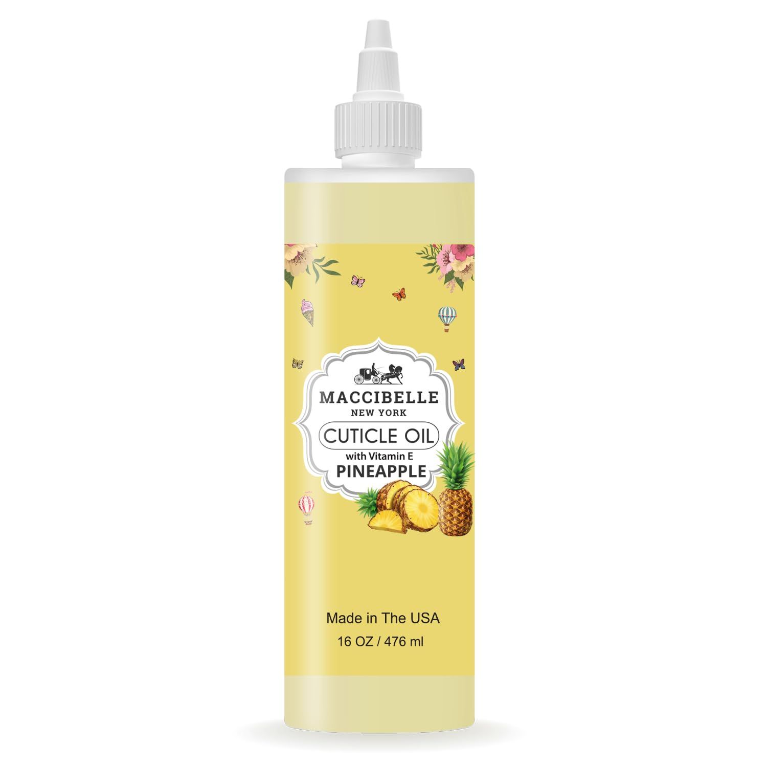 Maccibelle Cuticle Oil For Nails Refill size for Dry Cracked Cuticles (16 Ounce, Pineapple)