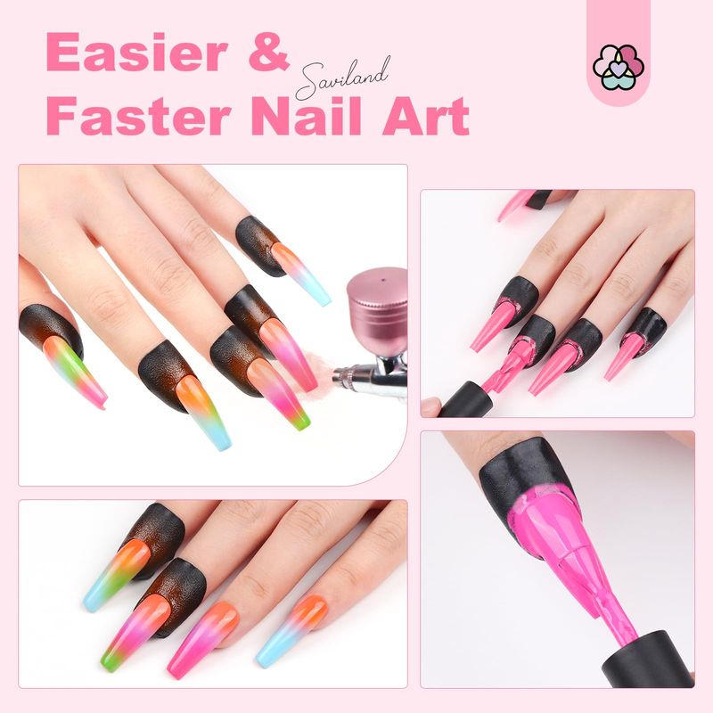 Saviland 100PCS Nail Polish Protector for Fingers: 99.99 U V Protection Cuticle Protector for Nail Painting U-Shaped Nail Protector Peel Off Nail Tape for French Tip Nails Stamp Nail Art