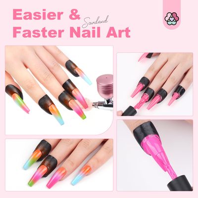 Saviland 100PCS Nail Polish Protector for Fingers: 99.99 U V Protection Cuticle Protector for Nail Painting U-Shaped Nail Protector Peel Off Nail Tape for French Tip Nails Stamp Nail Art