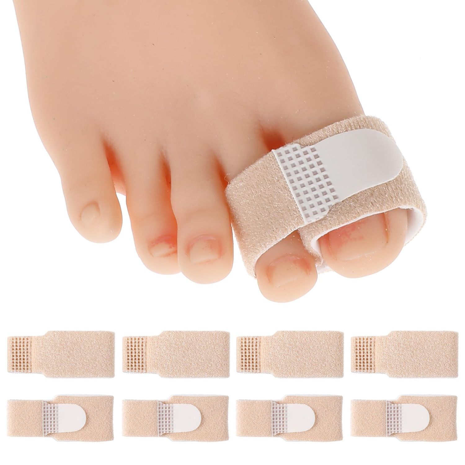 Wanmu Hammer Toe Straightener, 8 Pack Hammer Toe Corrector for Women &amp; Men, Reusable Fabric Buddy Toes Wraps Bandages Protectors for Crooked, Curled, Bent and Broken Toes