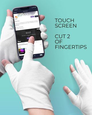ANSMIO 2 Pairs Cotton Gloves Touchscreen, White Gloves for Dry Hands, Cotton Gloves for Sleeping, Moisturizing Night Gloves, White Gloves 100 Cotton, Size M (2 Pairs)