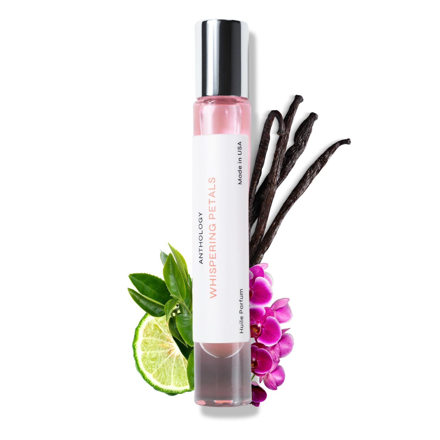 Anthology Whispering Petals Roll on Perfume Oil for Women 0.3oz 9 ML | Bergamot, Vanilla,Jasmine, Rose, Orchid | Alcohol-Free, Travel size Rollerball | Clean Fragrance