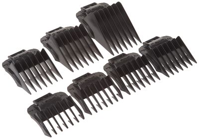 Andis 01380 7-piece Snap-On Comb Set - Easy to Use, Perfect Grooming Tool - Blade Attachments for MBA, ML &amp; SM Model Trimmers - Black