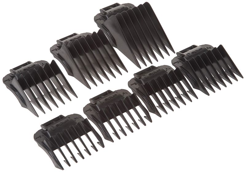 Andis 01380 7-piece Snap-On Comb Set - Easy to Use, Perfect Grooming Tool - Blade Attachments for MBA, ML &amp; SM Model Trimmers - Black