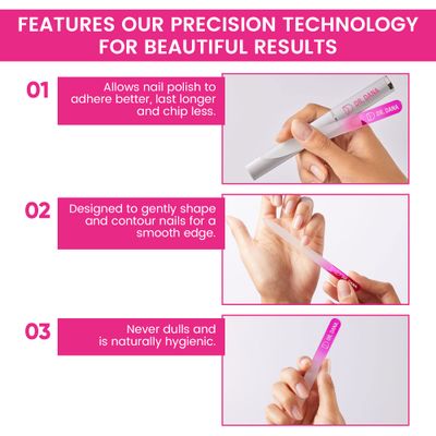Dr. Dana Glass Nail File with Case - Premium Double-Sided Etched Crystal Nail File for Natural Nails, Protective Travel Case Included - Ideal Self Care Gift, Professional Quality by Dr. Dana
