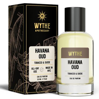 Wythe Havana Oud Fragrance for Men 1.7oz - Long Lasting All Day Cologne - Made in USA with Clean Ingredients Rosewood, Leather &amp; Saffron - Exotic, Leathery and Rich Fragrance