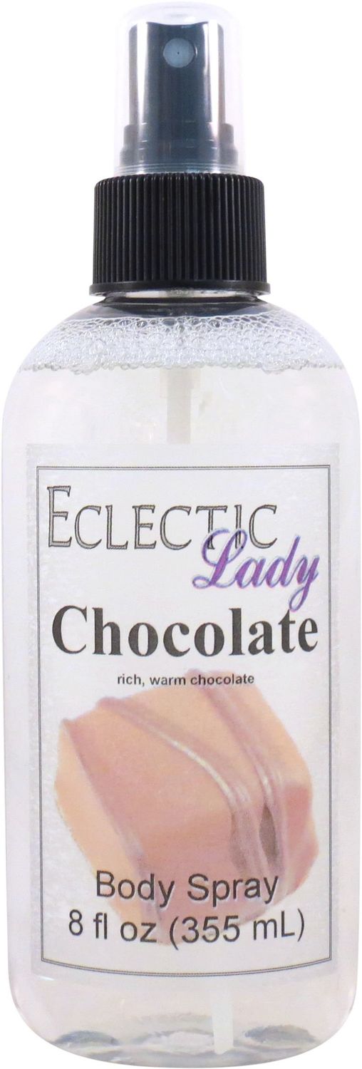 Eclectic Lady Chocolate Body Spray, 8 ounces, Body Mist for Women with Clean, Light &amp; Gentle Fragrance, Cologne with Soft, Subtle Aroma For Daily Use