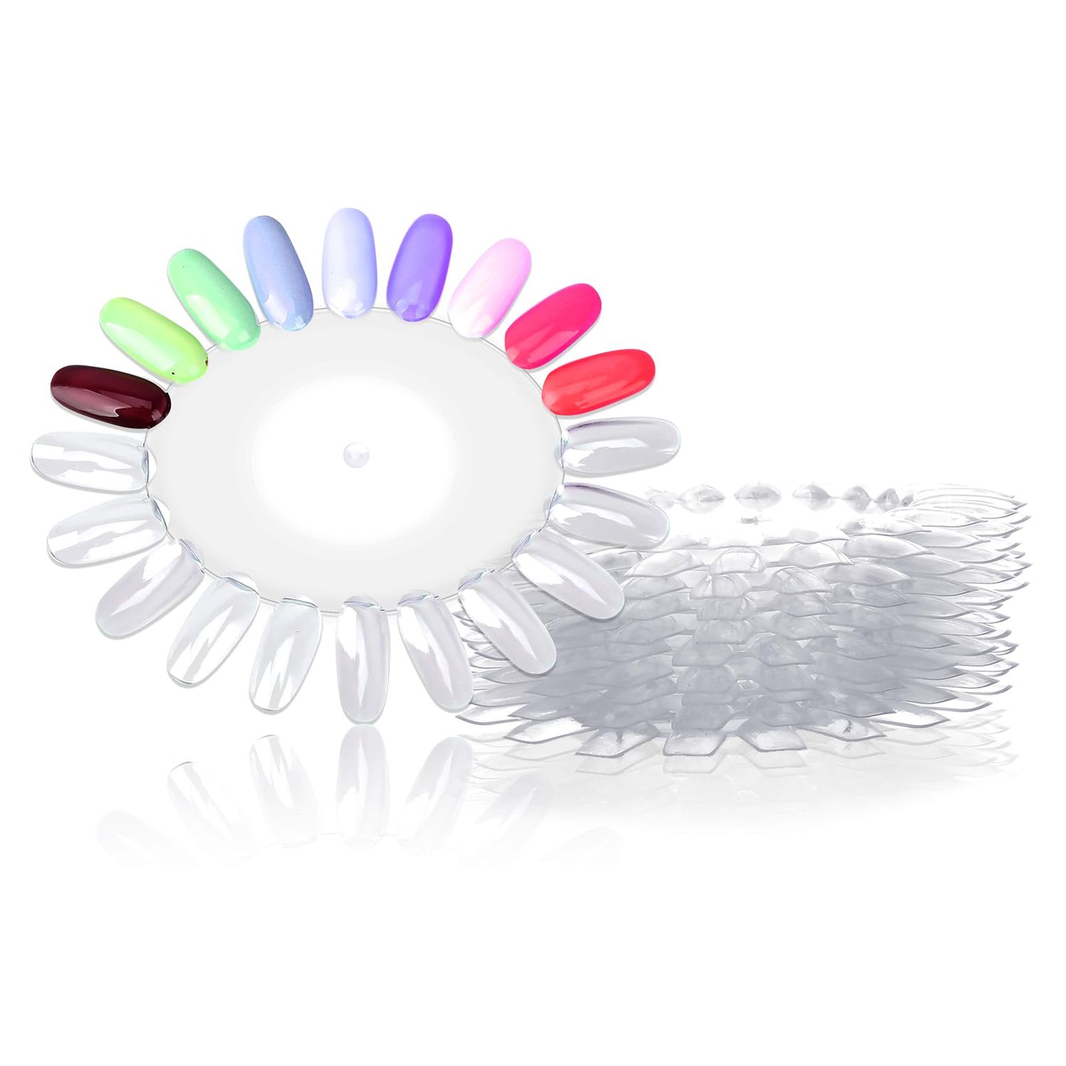 10 pcs False Nail Swatches Wheels, Nail Polish Display Wheel Plastic Nail Art Color Tester Wheels Nail Wheel Swatches for Nail Polish Color Show Nail Manicure Practice Sample