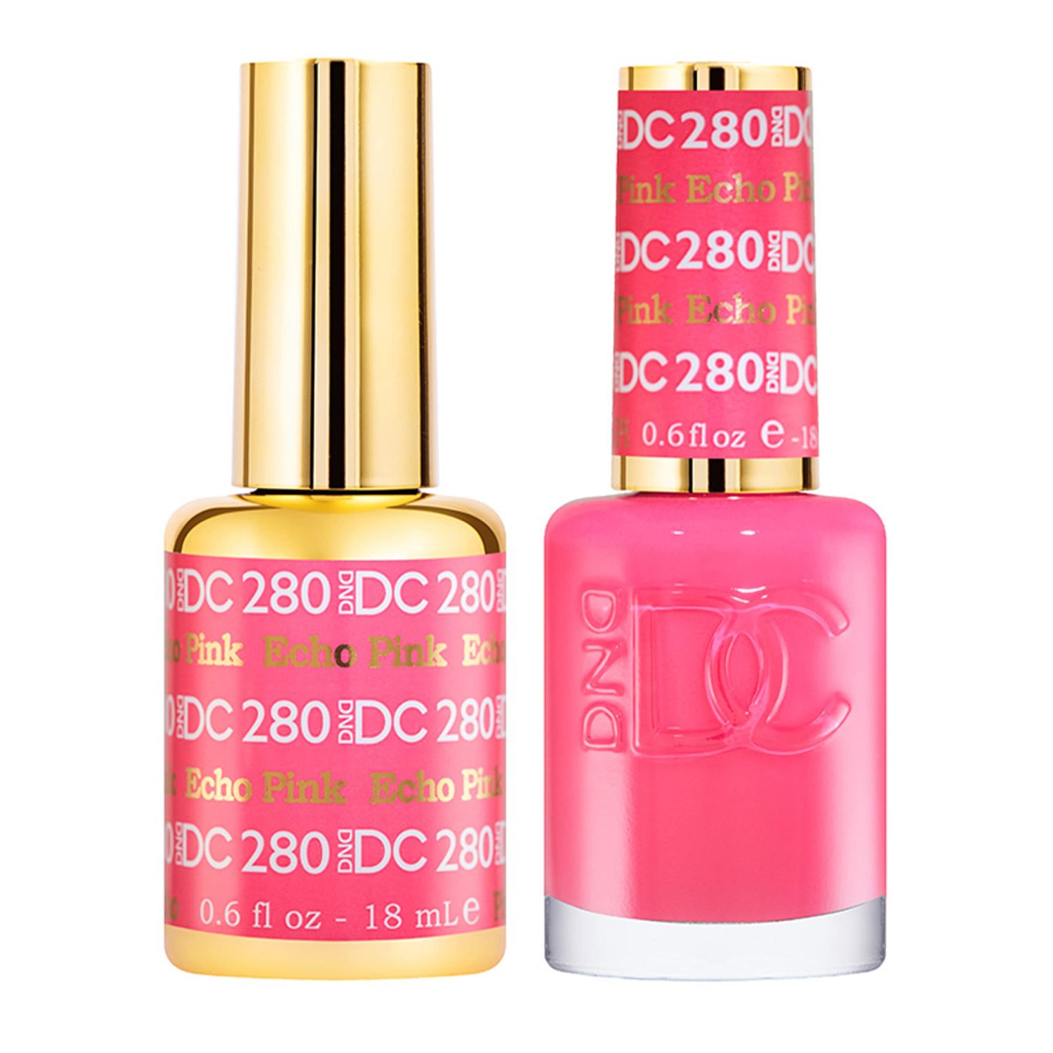 DND DC Gel Polish Set, Pink Collection, UV/LED Gel Polish and Air Dry Nail Lacquer, Matching Chip-Free Polish Duo, 280 Echo Pink, 0.5 Fl Oz