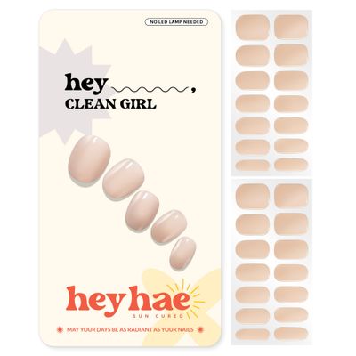 Heyhae Semi Cured Gel Nail Strips | Spring Nails No LED Lamp Needed Easy Apply &amp; Remove | Includes 28 strips, 1 Prep Pad, 1 Nail File &amp; 1 Wooden Stick - Hey, Clean Girl