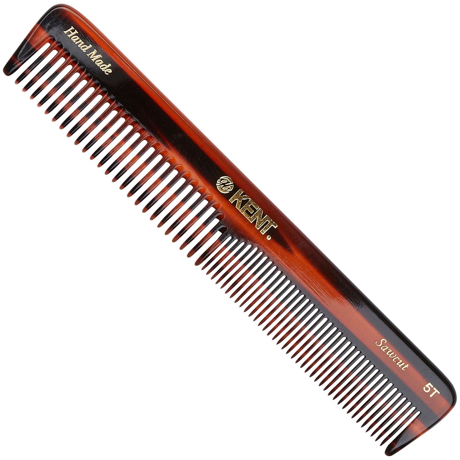 Kent 5T 6.6 Inch Double Tooth Dressing Comb, Fine and Wide Tooth for Hair, Beard, and Mustache Styling and Grooming - Coarse and Fine for Men, Women, and Kids - Made in England