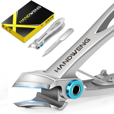 2025 Slanted Nail Clippers for Men Thick Toenails, Toe Nail Clippers for Thick Nails for Seniors, Ingrown Toenail Clippers with Wide Jaw Opening, Heavy Duty Fingernail Clippers Adult Nail Cutter