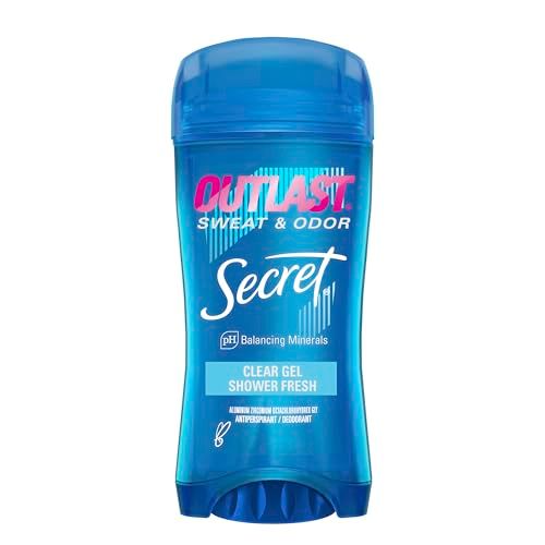 Secret Outlast Antiperspirant Deodorant for Women, 72hr Sweat &amp; Odor Protection, PH Balancing Minerals, Clear Gel, Shower Fresh Scent, 2.6 oz