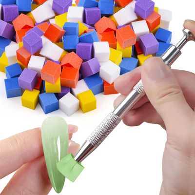 Nail Sponges for Ombre with 4 Claws Nail Sponge Metal Grabber,Nail Sponges,Ombre Nail Brush (multicolor,100Pcs)