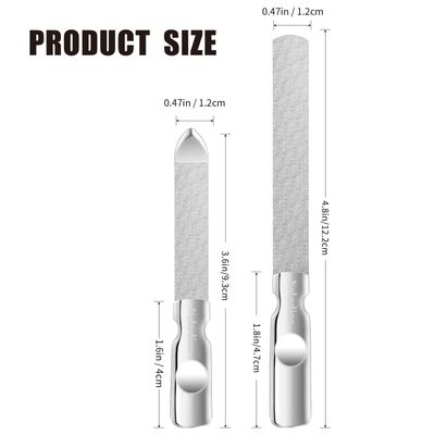 Velodios Heavy Duty Nail File for Men and Women, Reusable Stainless Steel Fingernail Files, Double Sided Stainless Steel Nail File with Leather Case, Great for Home and Salon - 2PCS
