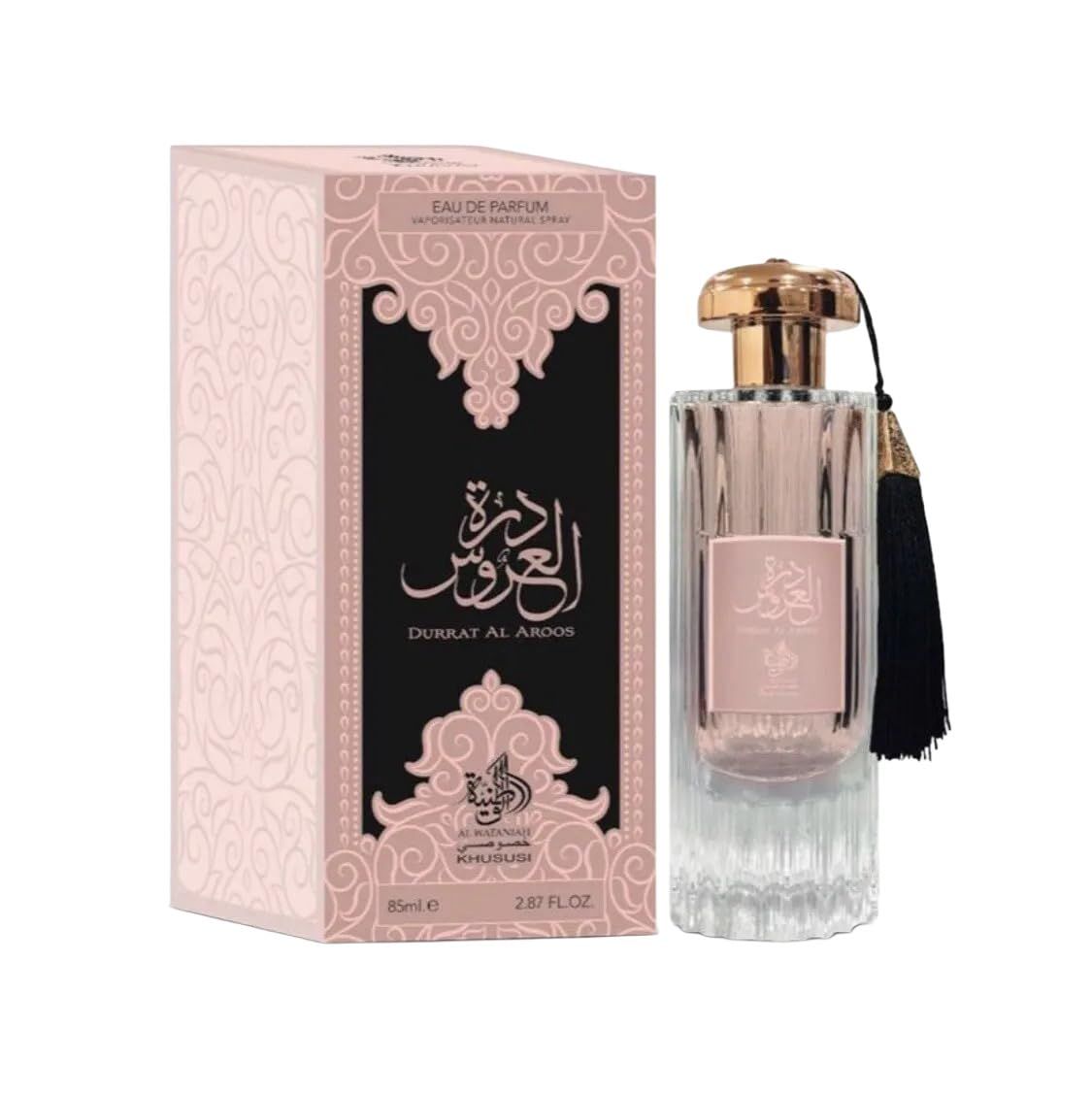 Durrat Al Aroos Eau de Parfum, alwataniah Floral Scent for Women, 2.87 Fl Oz Glass Bottle with Tassel