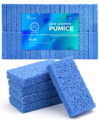 Maryton New Sharper Pumice, Professional Pedicure Tools Foot Scrubber Salon Disposable Pumice Stone Callus Remover for Feet, 40Pcs (Blue)