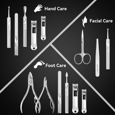 Makartt Manicure Kit: Professional Nail Care Clippers Set - 11 pcs Stainless Steel Tavel Women Men Fingernail Grooming Tool with Portable Brown Leather Case