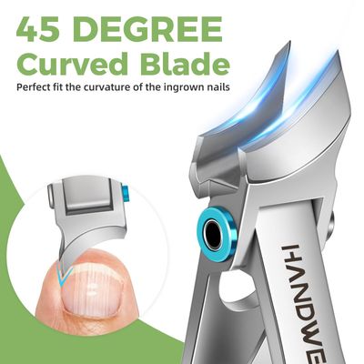 2025 Slanted Nail Clippers for Men Thick Toenails, Toe Nail Clippers for Thick Nails for Seniors, Ingrown Toenail Clippers with Wide Jaw Opening, Heavy Duty Fingernail Clippers Adult Nail Cutter
