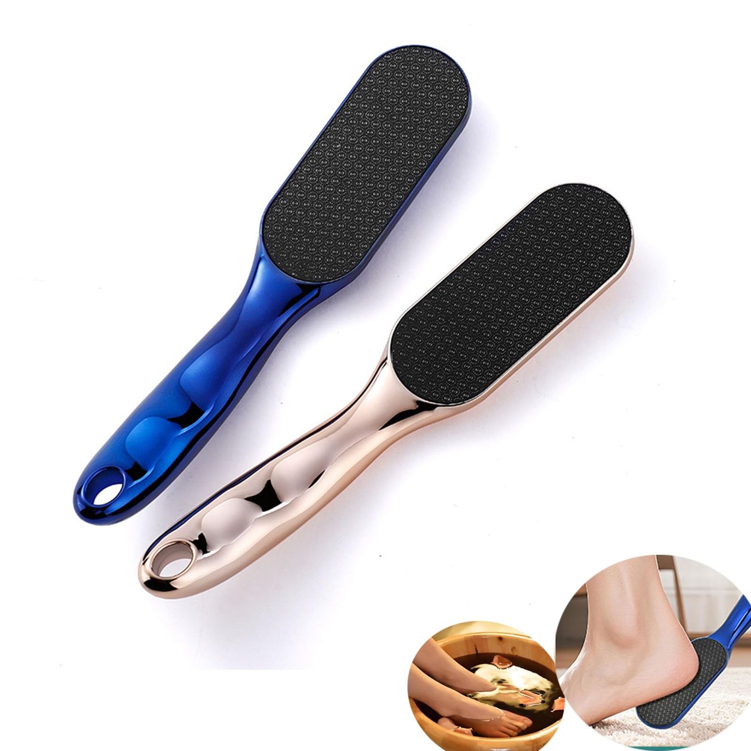 2Pcs Nano Glass Foot File,Nano-Glass Foot File,Foot Scraper for Callus Removal,Veinsgrain Foot Files (GoldBlue)