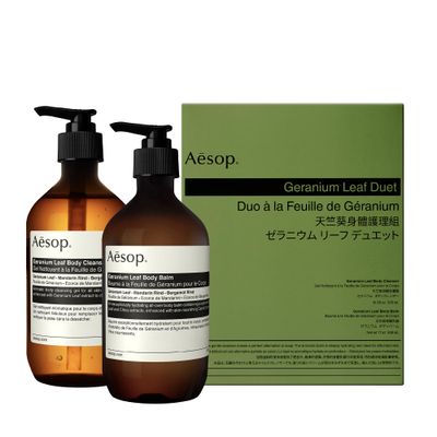 Aesop Geranium Leaf Duet | Gel Body Cleanser Body Balm | Aromatic Pairing For Cleansed and Supple Skin | Paraben-Free, Cruelty-Free &amp; Vegan |16.9 oz 16.5 oz