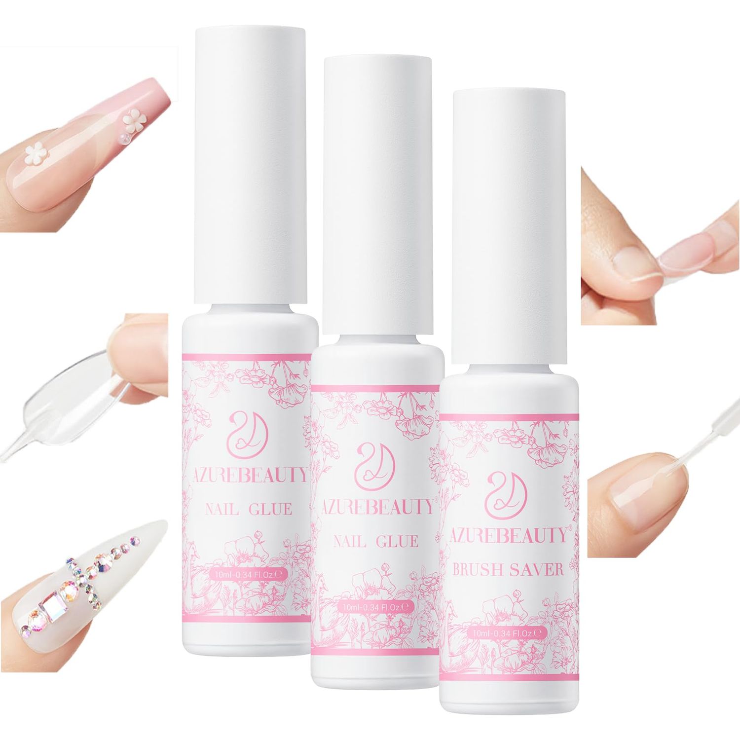 AZUREBEAUTY Nail Glue, 5 in One for Strong Nail Tips,30 ML Press On Nails and Repairs Natural Nails, Bond for Acrylic Nails, No UV Lamp Needed