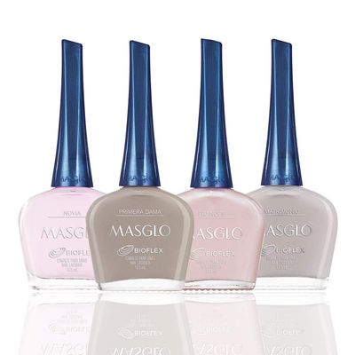 MASGLO Tradicional - Set of 4 Nail Polishes 13-Free Formula, Up to 7 Days of Wear, High-Coverage &amp; Glossy Finish - (0.5 oz Each)
