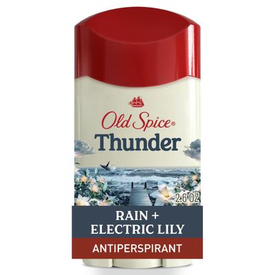 Old Spice Dry Feel Antiperspirant Deodorant for Men, 24/7 Long Lasting Freshness, 24/7 Lasting Sweat &amp; Odor Protection, Gentle on Skin with Skin Conditioners, Thunder Rain Electric LilyScent, 2.6 oz