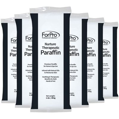 ForPro Professional Collection Nurture Paraffin Wax Refill, Fragrance Free, Six 1-Pound Paraffin Blocks, Non-Greasy, Moisturizing for Soft &amp; Healthy Skin, Unscented, 6 Lbs