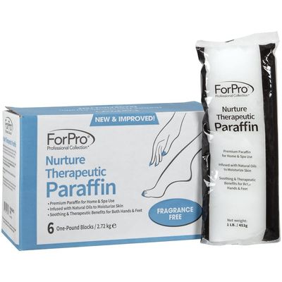 ForPro Professional Collection Nurture Paraffin Wax Refill, Fragrance Free, Six 1-Pound Paraffin Blocks, Non-Greasy, Moisturizing for Soft &amp; Healthy Skin, Unscented, 6 Lbs