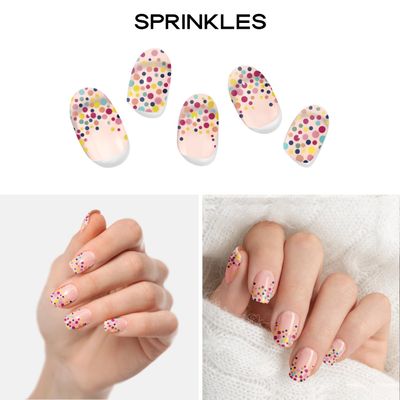 Adora Couture Semi Cured Gel Nail Strips with 20 Pieces, Salon Quality Nail Wraps for Women, Confetti ColorfulUV Gel Nail Stickers, UV Light Required, Sprinkles