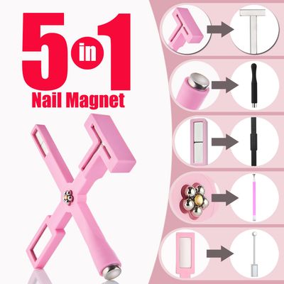Dr.nail 11Pcs Cat Eye Gel Nail Polish Magnet Set 5 in 1 Multifunction Strong Suction Cat Eye Magnet for Nails with Eco Friendly Silicone Protective Case, Magnetic Nail Art Design Tools Home Salon DIY