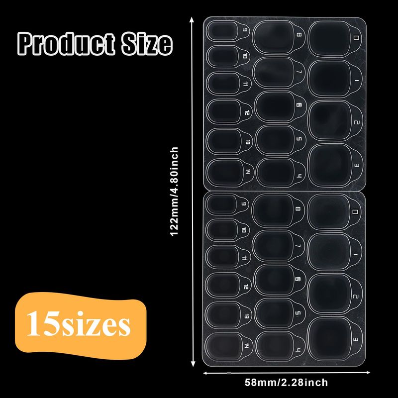 Waterproof Nail Glue Stickers for Press on Nails, 300 Pcs Clear Nail Adhesive Tabs 15 Sizes Fake Nail Glue Sticker Double Sided Jelly Glue Sticky Nail Bond for Manicure Nail Glue Tabs No Crease