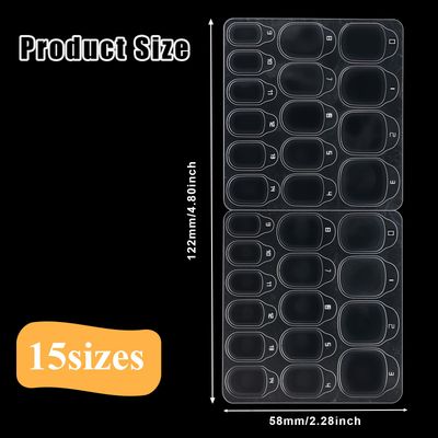 Waterproof Nail Glue Stickers for Press on Nails, 300 Pcs Clear Nail Adhesive Tabs 15 Sizes Fake Nail Glue Sticker Double Sided Jelly Glue Sticky Nail Bond for Manicure Nail Glue Tabs No Crease