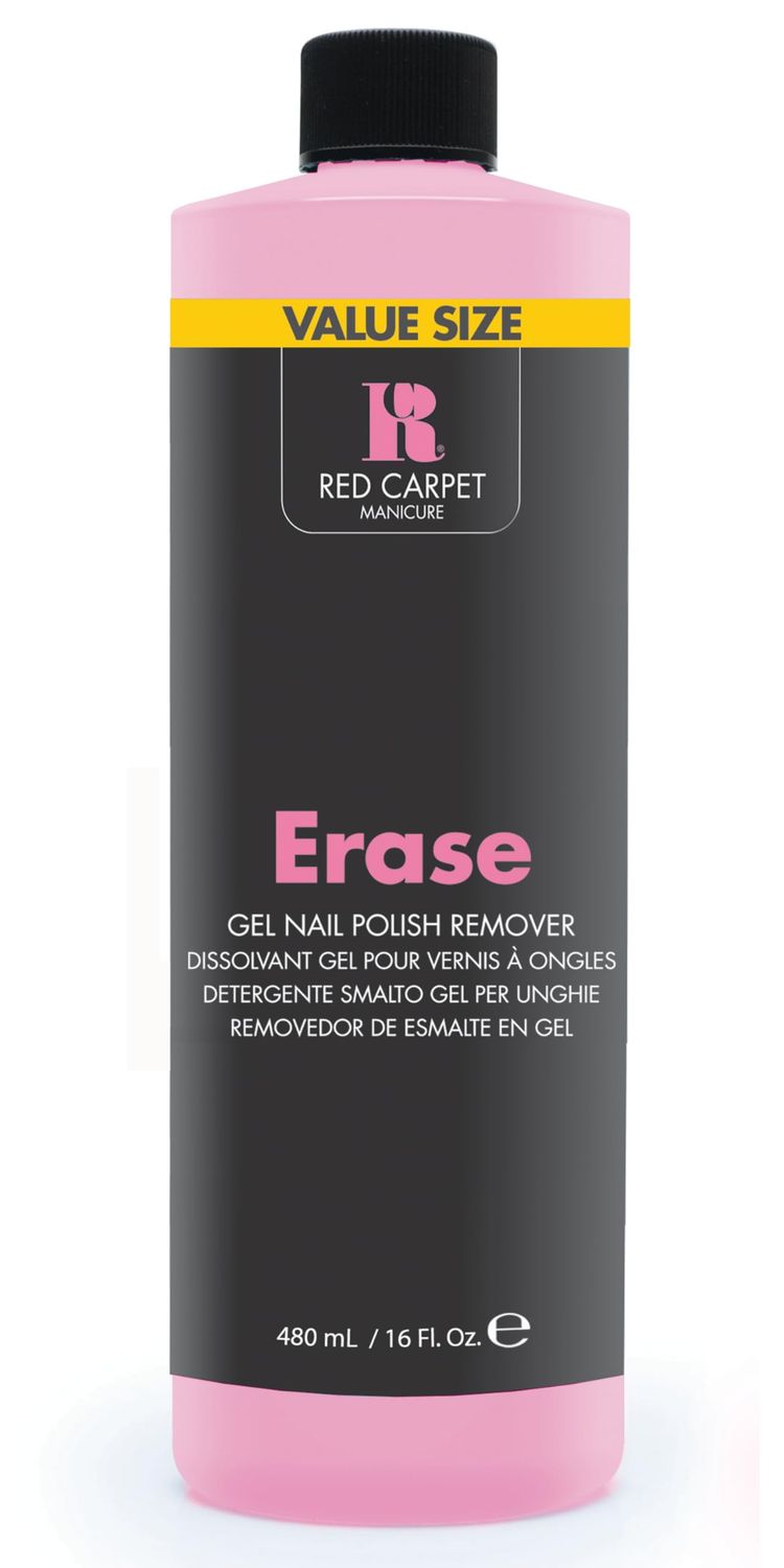 RC Red Carpet Manicure Erase Gel Nail Polish Remover - Soak-Off Formula for Fast, Gentle Removal, Non-Damaging Nail Care, Easy Gel Removal, Ideal for At-Home Use, 16 Fl Oz.