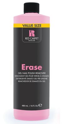 RC Red Carpet Manicure Erase Gel Nail Polish Remover - Soak-Off Formula for Fast, Gentle Removal, Non-Damaging Nail Care, Easy Gel Removal, Ideal for At-Home Use, 16 Fl Oz.