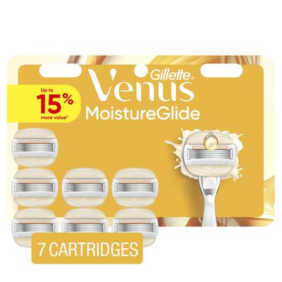 Venus MoistureGlide Womens Razor Blades, With Built-in Shave Gel Bars, 7 Razor Blade Refills