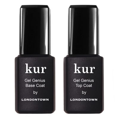 LONDONTOWN kur Gel Genius Gel-Like Set, Top Coat &amp; Base Coat Set For Long Lasting Manicure
