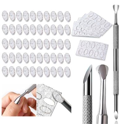 SUTOZMIWE Metal Silver Cuticle Pusher, Dual Ended Cuticle Remover and 100 Grit Sandpaper Sheets, Stainless Steel Durable Pedicure Manicure Tools for Fingernails and Toenails Dead Skin
