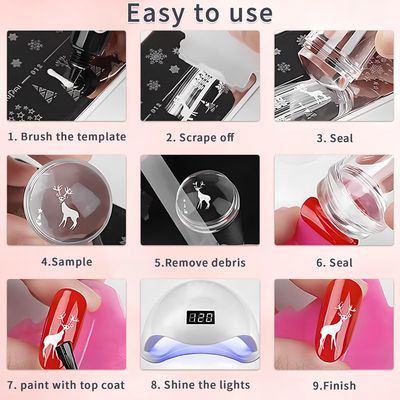 French Tip Tool,Nail Art Stamper Kit with Nail Art Brushes for DIY together,Home Manicure Starter Tool Salon(17 PCS)